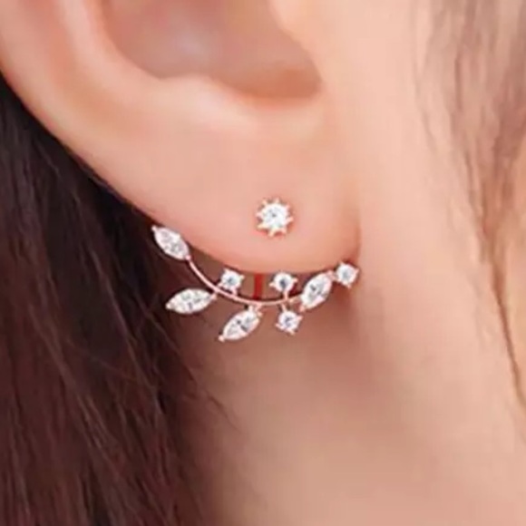 Jewelry - 3/$21 Rose gold color CZ earrings floral motif